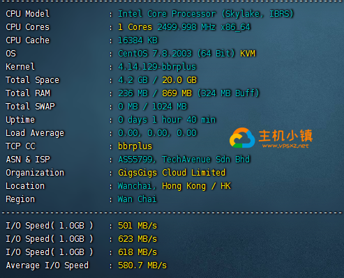 GigsgigsCloud：香港HKS|大带宽|香港机房综合测评，附带GigsgigsCloud优惠码
