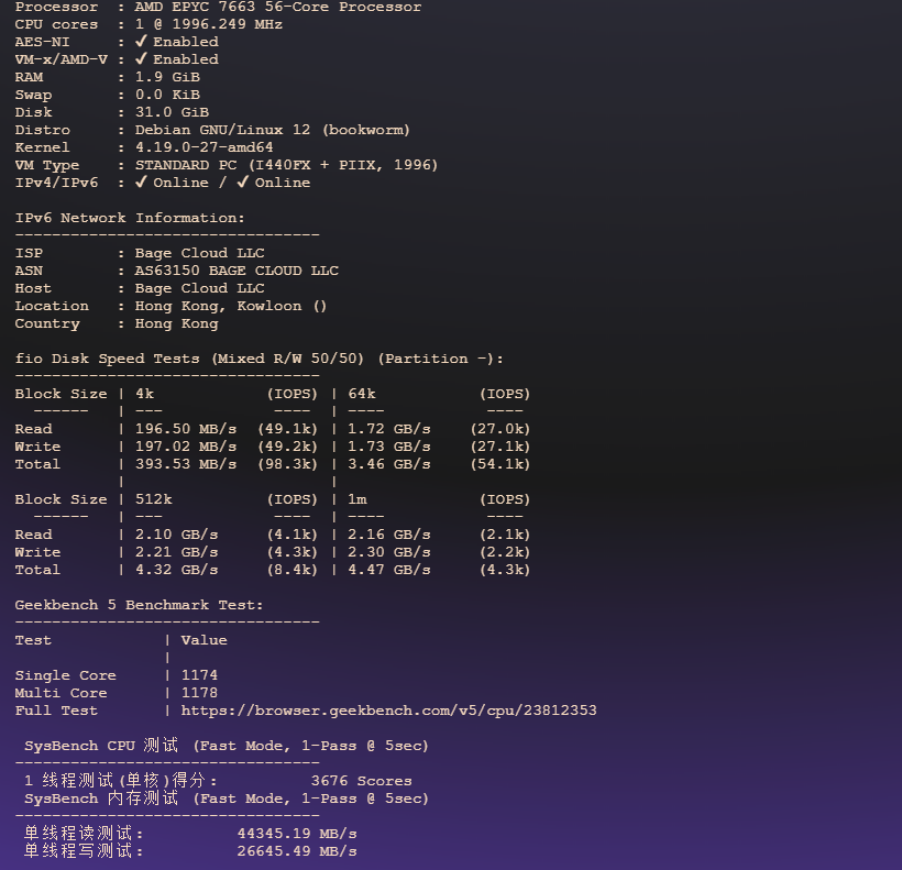 图片[1]-BageVM：香港 VPS 性价比评测：流媒体解锁与国际互联表现如何？-VPS主机小镇