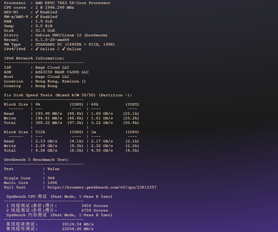 图片[1]-BageVM 香港 Lite VPS 测评：低价高流量，流媒体解锁表现如何？-VPS主机小镇