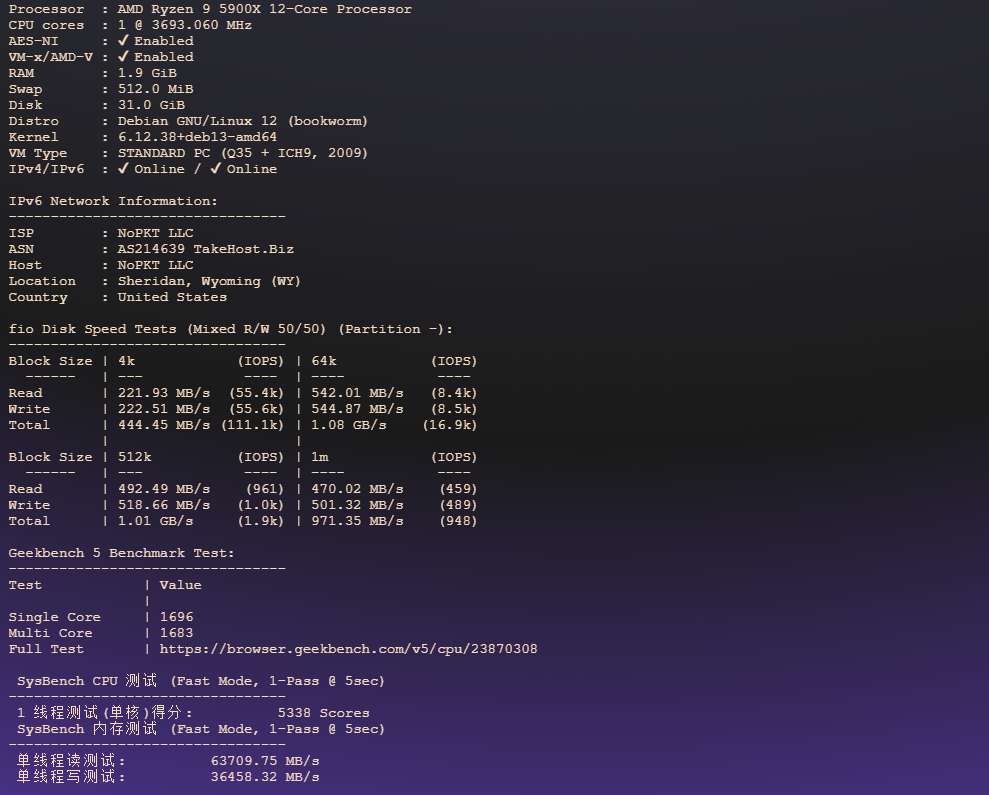 图片[2]-takehost：瑞典高性能VPS测评｜ITM Nord AS 低延迟欧洲节点，AMD Ryzen 9 强劲性能与全平台流媒体解锁表现分析-VPS主机小镇