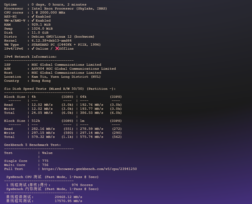 图片[2]-Yin-Net（荫云）：香港VPS全面性能评测：系统配置、网络速度、BGP回程、流媒体解锁与IP信誉深度报告-VPS主机小镇