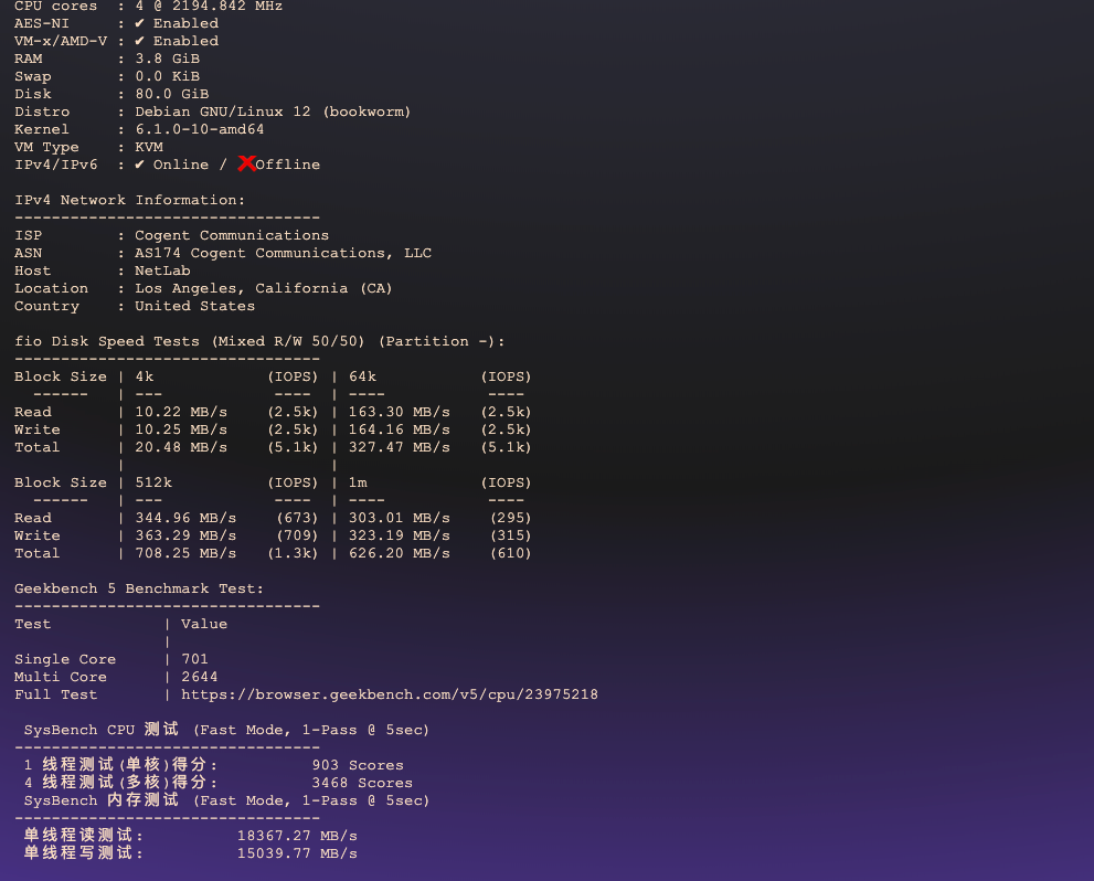 图片[2]-CstoneCloud：VPS 性能测试与 IP 信誉分析报告：美国 Cogent 网络、流媒体解锁与回程路由评估-VPS主机小镇